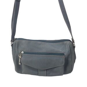 Fossil Cargo Blue Leather Top Zip Closure Crossbody/Handbag